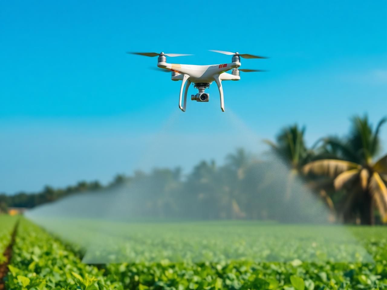 Dron menyembur tanaman